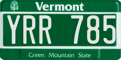 VT license plate YRR785