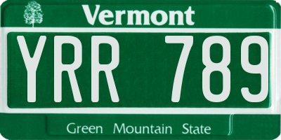 VT license plate YRR789