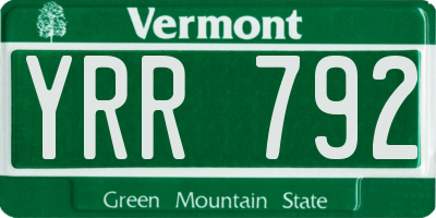 VT license plate YRR792