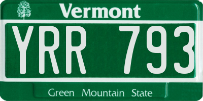 VT license plate YRR793