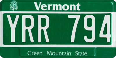 VT license plate YRR794