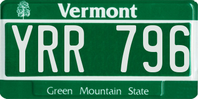 VT license plate YRR796