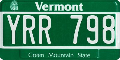 VT license plate YRR798