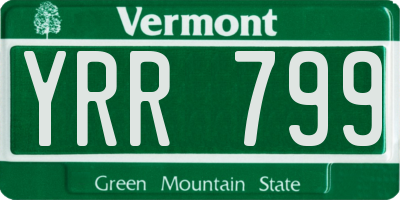 VT license plate YRR799