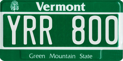 VT license plate YRR800