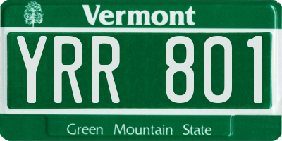VT license plate YRR801