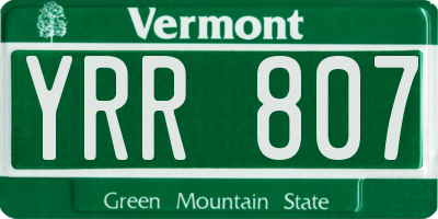 VT license plate YRR807