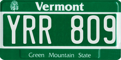 VT license plate YRR809