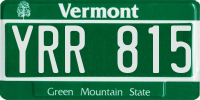 VT license plate YRR815