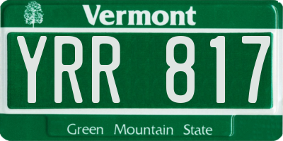 VT license plate YRR817