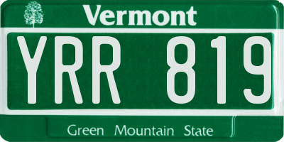VT license plate YRR819