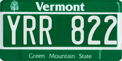 VT license plate YRR822