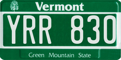 VT license plate YRR830