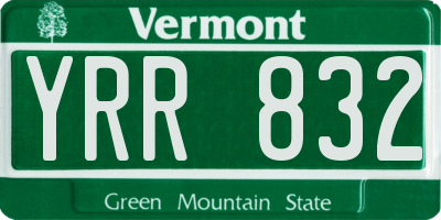 VT license plate YRR832