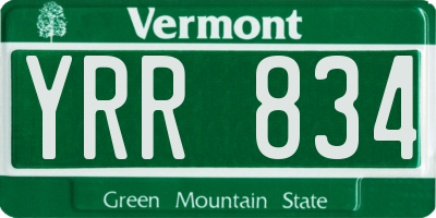VT license plate YRR834