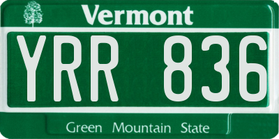 VT license plate YRR836