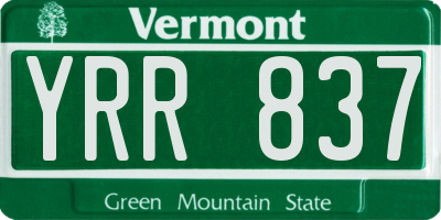 VT license plate YRR837