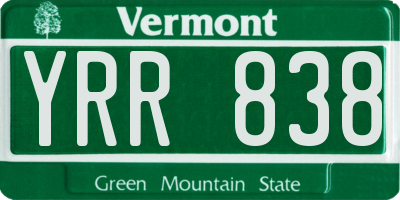 VT license plate YRR838
