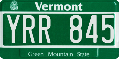 VT license plate YRR845