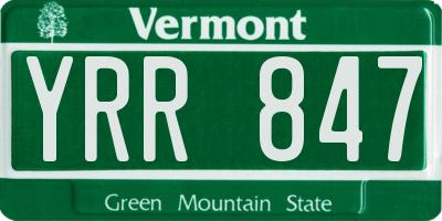 VT license plate YRR847