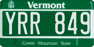VT license plate YRR849