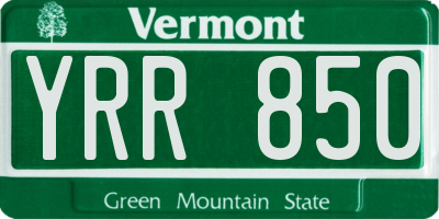 VT license plate YRR850