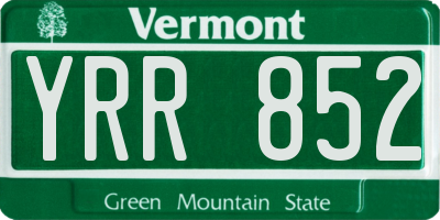 VT license plate YRR852