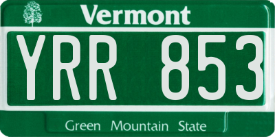 VT license plate YRR853