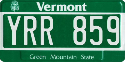 VT license plate YRR859