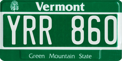 VT license plate YRR860