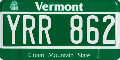 VT license plate YRR862
