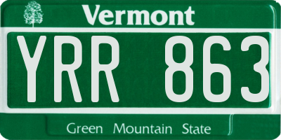 VT license plate YRR863