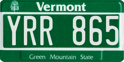 VT license plate YRR865