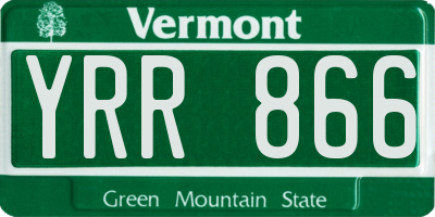 VT license plate YRR866