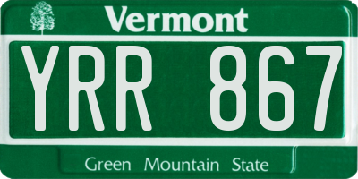 VT license plate YRR867