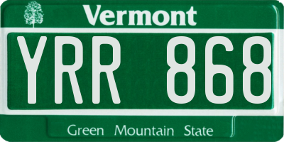 VT license plate YRR868