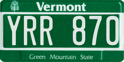 VT license plate YRR870