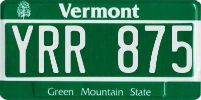 VT license plate YRR875