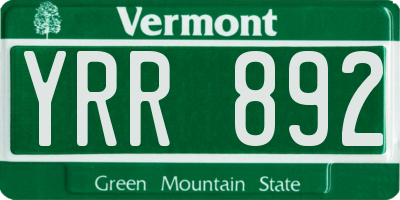 VT license plate YRR892