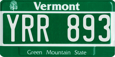 VT license plate YRR893