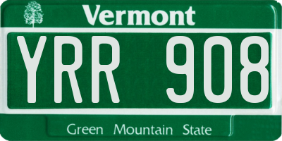 VT license plate YRR908