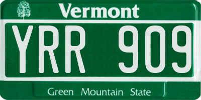 VT license plate YRR909