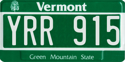 VT license plate YRR915