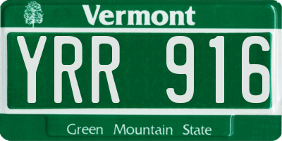 VT license plate YRR916