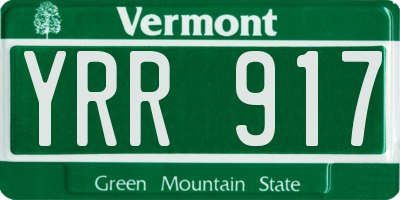 VT license plate YRR917