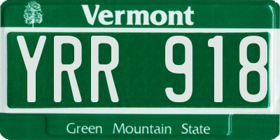 VT license plate YRR918