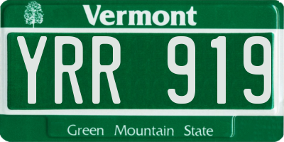 VT license plate YRR919