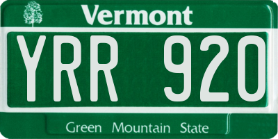 VT license plate YRR920