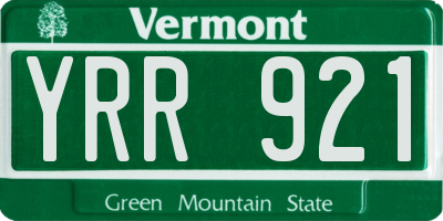 VT license plate YRR921