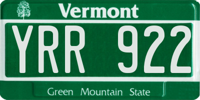 VT license plate YRR922